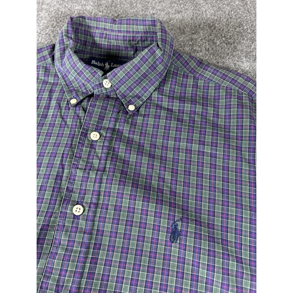 Polo Ralph Lauren Button Down Shirt Men 16 32/33 Purple Plaid Yarmouth